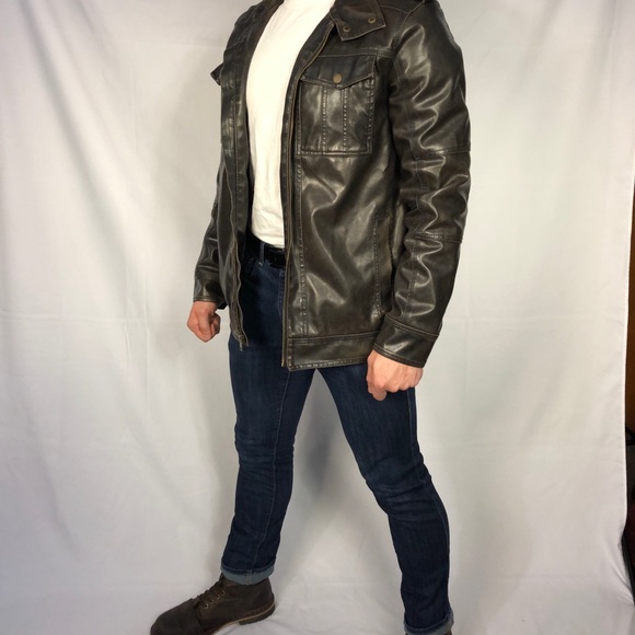 Rivet dark brown leather jacket (medium) - Picture 7 of 8